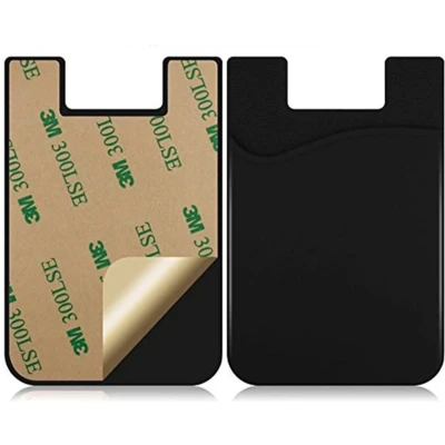 Afbeelding van Hiden Opplakbare pasjeshouder Silicone hoesje voor op telefoon Universele Cardholder Zwart