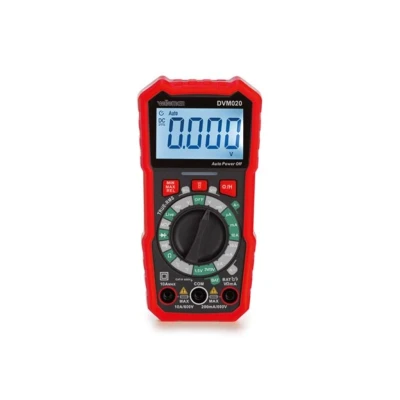 Afbeelding van Velleman Digitale multimeter, datahold, geschikt voor het meten van AC/DC stroom, spanning, weerstand, batterijspanning, continuïteit, temperatuur, inclusief meetsnoeren