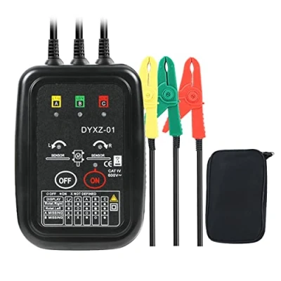 Afbeelding van KAISAL Contactloze fasetester draaiveldmeter CAT III AC 70 600 V draaiveldtester 3 fasen draairichtingindicator meetinstrument draairichtingtester rotatietester
