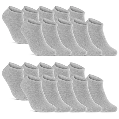 Afbeelding van 10 20 30 Sneaker Sokken Heren &amp; Dames Zwart Wit Grijs Katoen (20x 43 46)