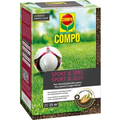 Afbeelding van COMPO Gazonzaad Sport &amp; Spel voor intensief gebruikte gazons bestand tegen veelvuldig betreden doos 500 g (25 m²)