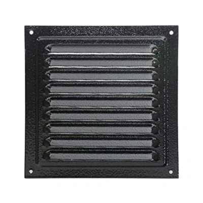 Afbeelding van 15 x cm, metalen ventilatierooster, ventilatierooster van metaal, rooster met insectennet, ventilatie toevoer en afvoerlucht (15 zwart)