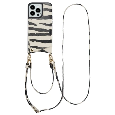 Afbeelding van Apple iPhone 13 Pro Hoesje Kunstleder Selencia Hardcase/Koordhoesje/Backcover Zazzy Zebra Telefoonhoesje