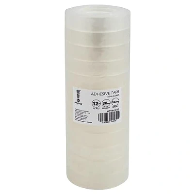 Afbeelding van memobe Amex Plakband, transparante multifunctionele tape, voor school, kantoor, werk, kleeffolie, duurzaam, heldere Tesafilm met acryllijm, plakrollen, 12 mm x 30 m, stuks