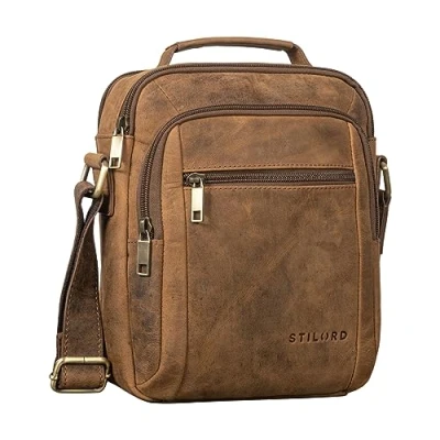 Afbeelding van STILORD &#039;Lucky&#039; Schoudertas Heren Klein Leder Handtas Reportertas Crossbody Tas Vintage Echt Leder, Kleur:torino bruin