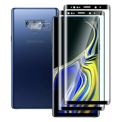 Afbeelding van FWKDWHPH [2+2 stuks]gehard glas beschermfolie voor Samsung Galaxy Note 9 en camerabeschermingsfilm, 3D volle dekking,9H hardheid,krasbestendig,zonder luchtbellen,HD Display Protection