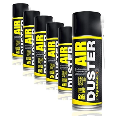 Afbeelding van Oputec Air Duster, 6 x 400 ml, toetsenbordreiniger, persluchtspray, drukgasreiniger
