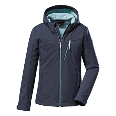 Afbeelding van killtec Girl&#039;s Softshelljack/outdoorjack met capuchon KOS 54 GRLS SFTSHLL JCKT, blue anthracite, 128, 37832 000