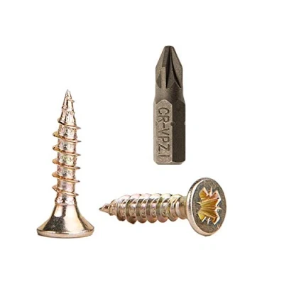 Afbeelding van 100 stuks verzinkte stalen houtschroeven 2,5 x 12 mm, Pozi aandrijfkopschroeven, bevestigingsmiddelen, verzonken, spaanplaatschroeven (100)