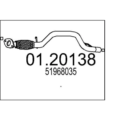 Afbeelding van MTS 01.20138 Uitlaatpijp 800mm voor middendemper FIAT: 500X (334) 1.3 D Multijet 2014