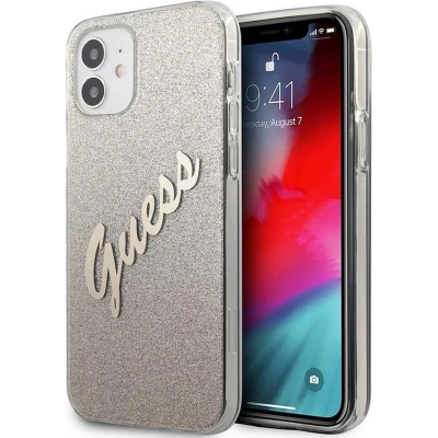Afbeelding van Guess Gradient Vintage Glitter Back Case Geschikt voor Apple iPhone 12 Mini (5.4&quot;) Goud