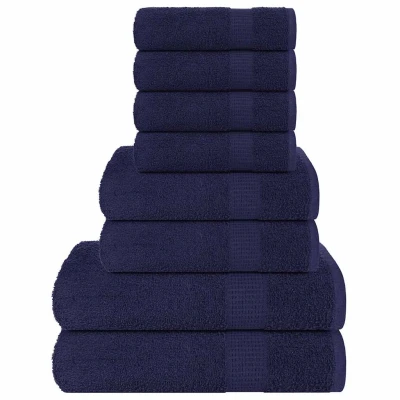 Afbeelding van 8 delige Handdoekenset 360 g/m 100% katoen marineblauw