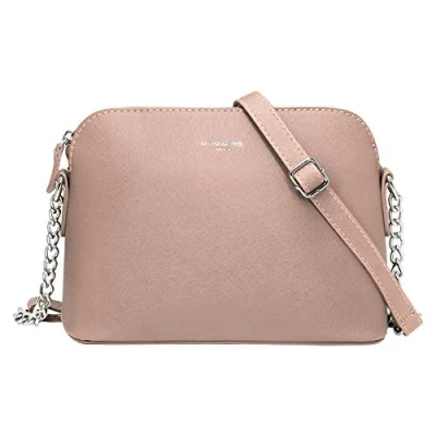 Afbeelding van David Jones Dames Kleine Crossbodytas Ketting Schoudertas Handtas PU Leer Ritssluiting Messenger Tassen Vrouwen Citytas Avondtas Crossover Bag Reis Mode Roze