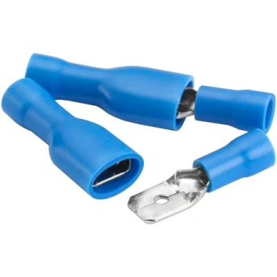 Afbeelding van Heschen Mannelijk/Vrouwelijke Quick Disconnects Vinyl Volledig Geïsoleerde 6,3 x 0,8 mm kabelklem voor 1,5 2,5 mm² (16 14 AWG) Blauw 100Pack