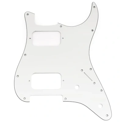 Afbeelding van Musiclily Pro 11 gaats ST Slagplaat Gitaar HH Pickguard met Ronde Hoek Uncovered 2 Humbucker Potmeter Uitsparingen voor Fender Squier Strat stijl Elektrische Gitaar, 3 laags Wit