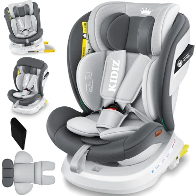 Afbeelding van KIDIZ® Isofix Top Tether Kinderzitje, 360 graden draaibaar, groep 0/1/2/3 vanaf de geboorte, 0 36 kg, met zonnedak, zijbescherming, 5 punts riem, hoofdsteunverstelling, ECE R44/04, antraciet