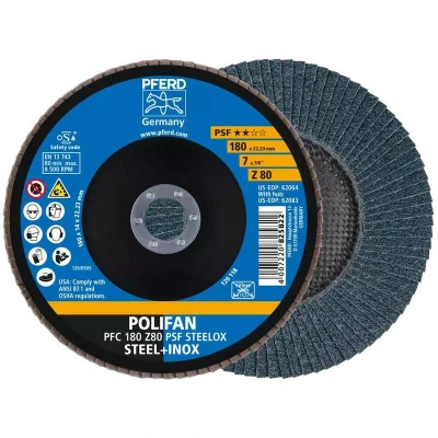 Afbeelding van PFERD 67768185 PFC 180 Z 80 PSF STEELOX Lamellenschijf Diameter mm Boordiameter 22.23 RVS, Staal 10 stuk(s)