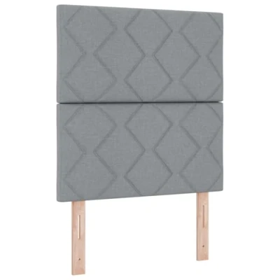 Afbeelding van vidaXL LED Hoofdbord met Diamantpatroon in Lichtgrijs 80 cm Stof