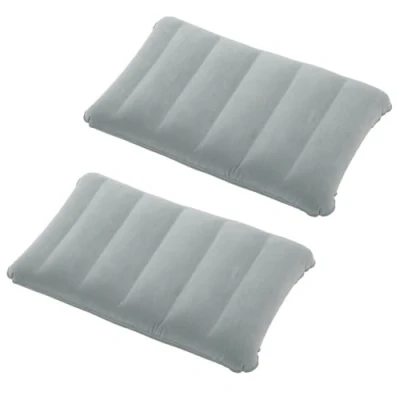 Afbeelding van tintoke Opblaasbaar kussen, campingreiskussen, luchtkussen, hoofdkussen, velourskussen, nekkussen, strandkussen, voor outdoor, reizen, wandelen, 2 stuks (grijs)