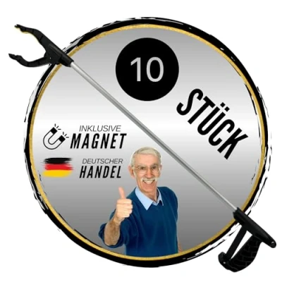 Afbeelding van TronicXL 10 stuks Aluminium Grijptang 76,5 cm met Magnetische Punt Lichtgewicht Grip zachte foamlaag Universele Hulpmiddel voor Senioren, Werkplaats, Afval, en meer Grijper magneet
