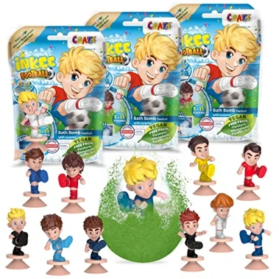Afbeelding van Craze 42519 Crazeinkee Surprise Football badbal met verrassing, badplezier, kindervoetbal, cadeau, jongens en meisjes, popcornaroma 42519, meerkleurig (3 x 80 g)