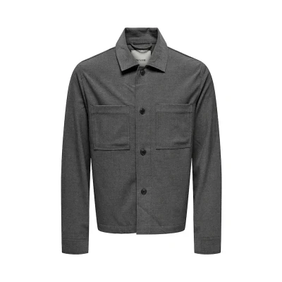 Afbeelding van Only &amp; Sons Onsmiro Tailored Reg 0346 Overshirt 22034289 Donkergrijs Heren The Stone