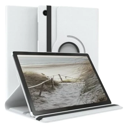 Afbeelding van EAZY case Tablethoes voor Samsung Galaxy Tab A8 10.5 LTE Beschermhoes 10,5 inch Cover Roteerbare hoes Tri fold Flip 360 draaibaar met standaardfunctie Hoesje Kunstleer Wit
