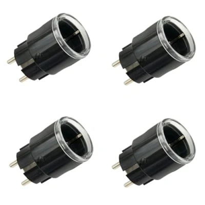Afbeelding van Shelly Plug S MTR Gen3 zwart, set van 4, Matter gecertificeerd intelligent stopcontact met stroombewaking en veelkleurige led display, iOS Android app afstandsbediening, Google Home +