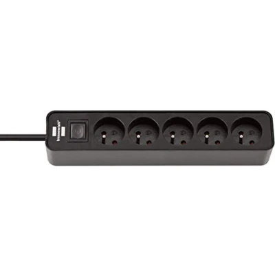 Afbeelding van BRENNENSTUHL ECOLOR contactdoos 5 uitgangen (kabel 1,50m H05VV F3G1.0, met schakelaar), zwart