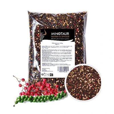 Afbeelding van Minotaur Spices 4 Seizoenen Peper 2 x 500 g (1 Kg) Mix van Zwarte, Witte, Groene Peperkorrels en Roze Peperbessen