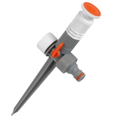 Afbeelding van Bradas Cirkelsproeier met grondpen sprinkler impulssproeier irrigatie gazonsproeier 0 360 White LINE 6951, wit/grijs