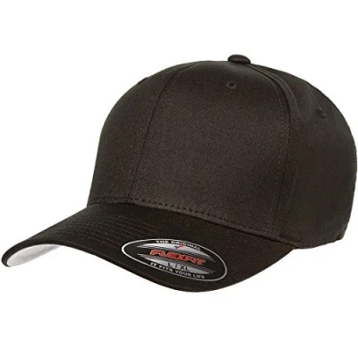 Afbeelding van Flex fit Katoen Twill getailleerd Cap Hoed, Zwart, L/XL