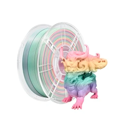 Afbeelding van iBOSS Meerkleurig PLA+ filament 1,75 mm, PLA Plus mat oppervlak, regenboog, 3D printerfilament, 1 kg, kleurverandering, Pro printfilament, matte regenboog