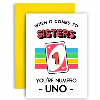 Afbeelding van Huxters Verjaardagskaart voor zus je Numero Uno Sister grappige kaart haar 14,8 cm (Zus)