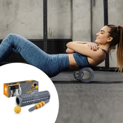 Afbeelding van REBBLO 3 in 1 Massage Set Foamroller Bal, Stick en Roller Tegen Pijnlijke Spieren Verbeterde Doorbloeding Thuismassage
