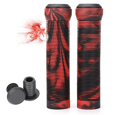 Afbeelding van Bike Handlebar Grips, Non Slip Rubber Bicycle Handle Grip, 2Pcs Ergonomic Cycle Handlebar, Universal MTB Grips for Scooters/BMX/Road Mountain Bike/Cruiser/Tricycle, 22mm (Red)
