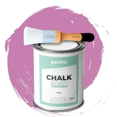 Afbeelding van PECTRO Krijtverf voor meubels 750ml + speciaal houtborstelpakket meubelverf zonder schuren Wood Piant Effect Krijtkleuren (Violet)