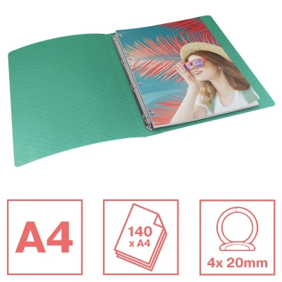 Afbeelding van Esselte Colour&#039;Breeze ringmap, 4 ringen, PP, ft A4, met soepele kaft, groen ringmap