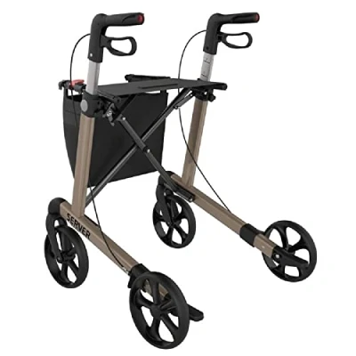 Afbeelding van Server Lichtgewicht Rollator Champagne Medium Standaard banden