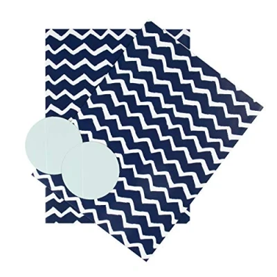 Afbeelding van Hallmark Inpakpapier en labels voor elke gelegenheid Blauw wit zigzagontwerp 2 vellen