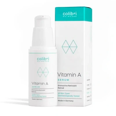 Afbeelding van colibri skincare Vitamine A Serum 30ml Retinol hoog gedoseerd 4 voudig actief complex met retinol, retinal, bakuchiol en ceramiden snel intrekkende anti aging crème voor het gezicht