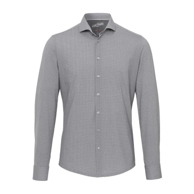 Afbeelding van Pure The Functional Shirt Print Grijs maat 38 Heren Overhemden Casual met Slim fit Pasvorm Polyester