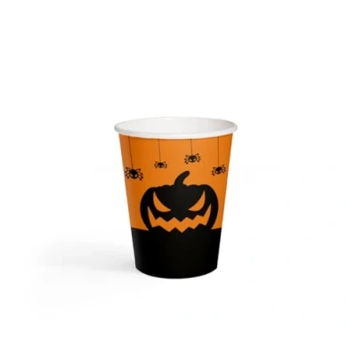 Afbeelding van PAW Wegwerp Bekers Set (8 st.) I Inhoud 250 ml Wegwerpbekers Ideaal voor de Herfst, Halloween, Feestjes Papieren Druk op Waterbasis Funny Halloween