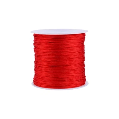 Afbeelding van MAGT Rattail Satijnen nylon trimkoord, 100 m x 0,8 mm, nylon, Chinese knoop, rattail, macramé, shamballa, draad, string rood