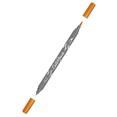 Afbeelding van Online Calli.Brush, Double Tip Pen met kalligrafiepunt en penseelpunt Fluo Oranje