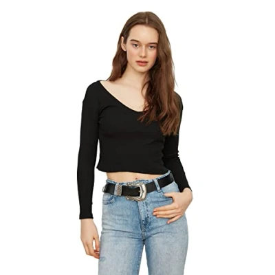 Afbeelding van Trendyol Set Van 2 Wit Grijze Cropped Gebreide Blouses Twoaw22Bz0129