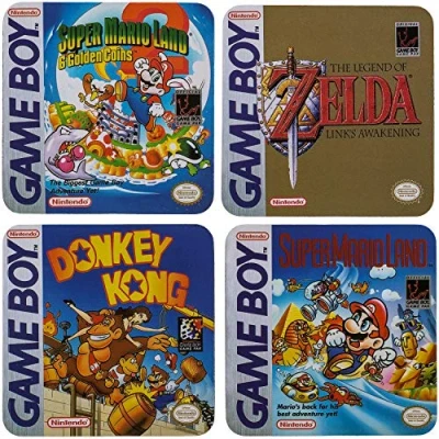 Afbeelding van Out of the blue KG Gameboy Classic Coaster Collection Nintendo onderzetters, 4 delige onderzetterset, speler, cadeau, retro, 100 x mm