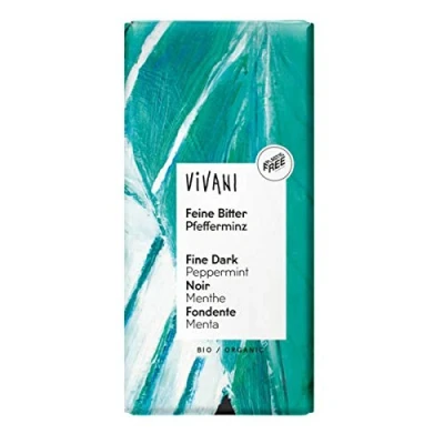 Afbeelding van Vivani Chocoladereep Puur met Pepermunt vulling 100GR