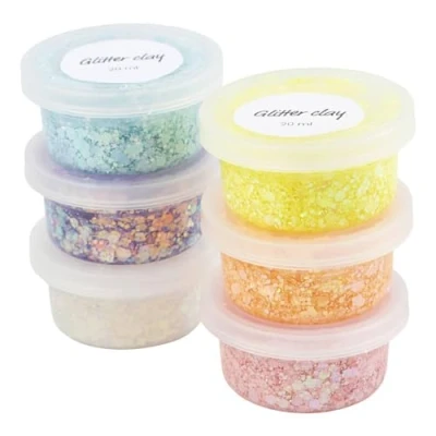 Afbeelding van Creativ Company CC Glitter Clay 6x20 ml Pastelkleuren