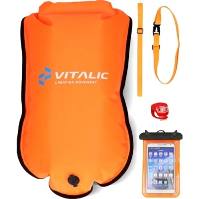 Afbeelding van Audacity Premium Safe Swimmer Zwemboei Geschikt Voor Veilig Openwaterzwemmen Inclusief Drybag Opbergzak Kunststof Geel